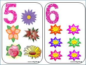 Κάρτες με τους αριθμούς και θέμα τα λουλούδια